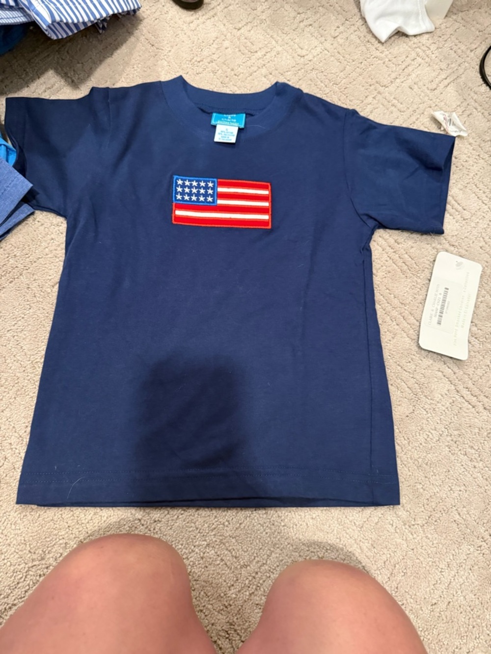 Children's Navy Blue Tee with American Flag Patch